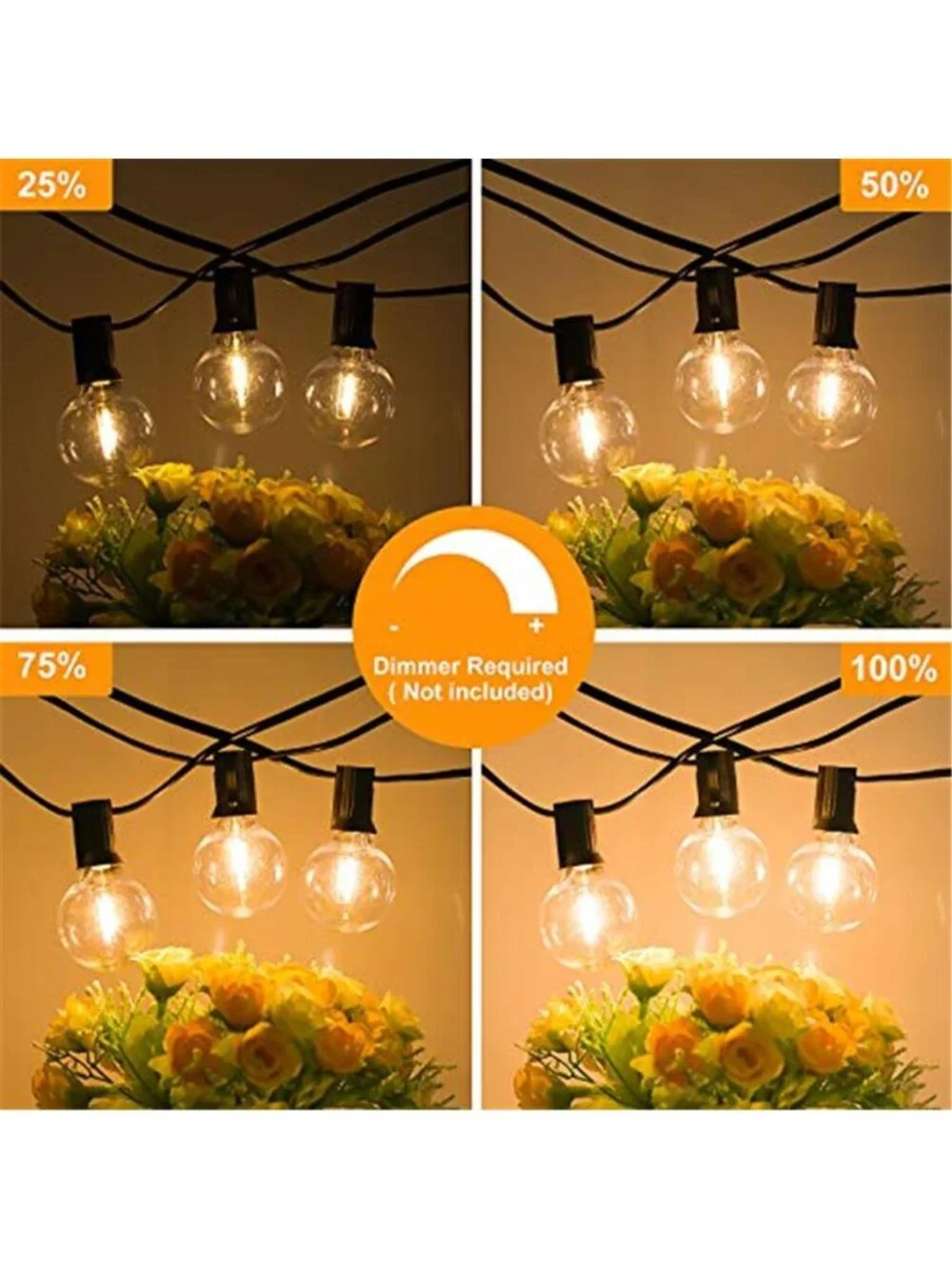 100ft 2Pack Outdoor G40 LED Globe String Lights Dimmable Waterproof Shatterproof